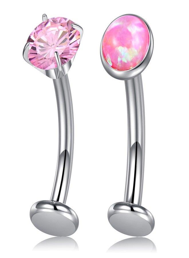 AVYRING Floating Belly Button Rings Titanium with CZ Opal Belly Rings Pink 14g 10mm Internally Threaded Flat Back Navel Piercing Jewelry - Image 1